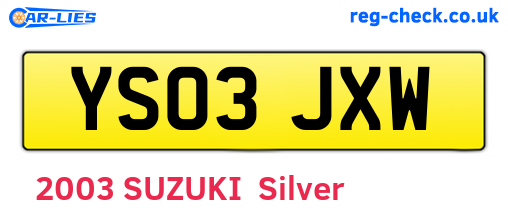 YS03JXW are the vehicle registration plates.