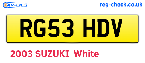 RG53HDV are the vehicle registration plates.