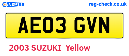 AE03GVN are the vehicle registration plates.
