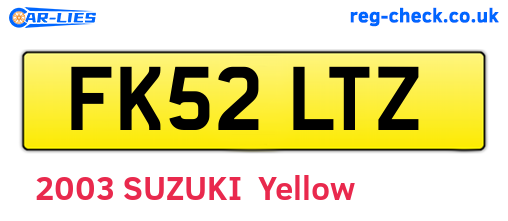 FK52LTZ are the vehicle registration plates.