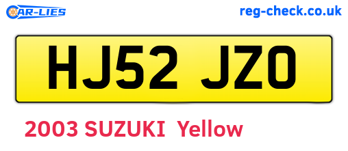 HJ52JZO are the vehicle registration plates.