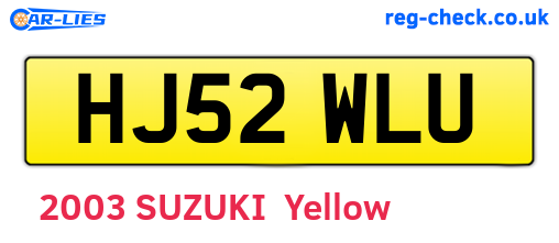 HJ52WLU are the vehicle registration plates.