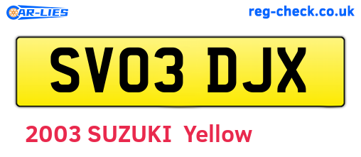 SV03DJX are the vehicle registration plates.