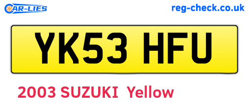 YK53HFU are the vehicle registration plates.