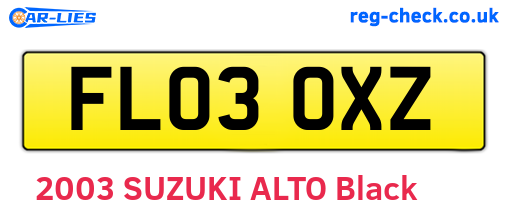 FL03OXZ are the vehicle registration plates.