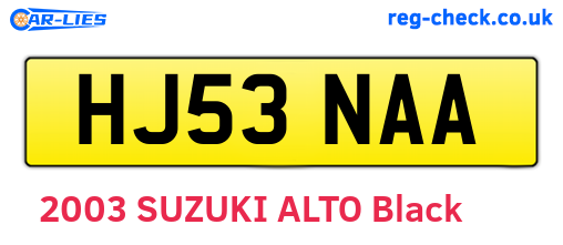 HJ53NAA are the vehicle registration plates.