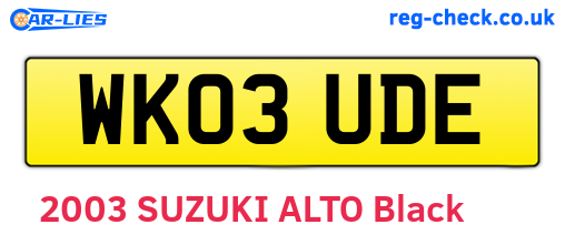 WK03UDE are the vehicle registration plates.