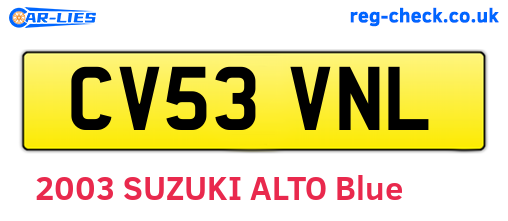 CV53VNL are the vehicle registration plates.