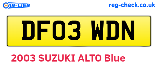 DF03WDN are the vehicle registration plates.