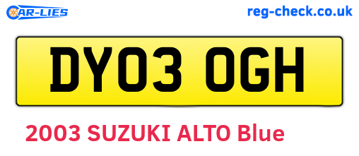 DY03OGH are the vehicle registration plates.