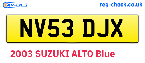 NV53DJX are the vehicle registration plates.
