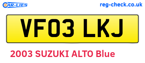 VF03LKJ are the vehicle registration plates.