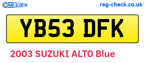 YB53DFK are the vehicle registration plates.