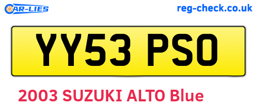 YY53PSO are the vehicle registration plates.