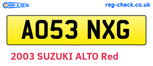 AO53NXG are the vehicle registration plates.