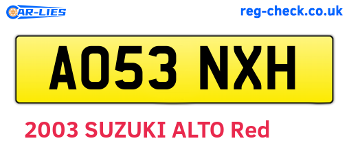 AO53NXH are the vehicle registration plates.