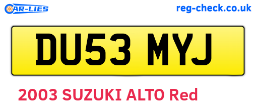 DU53MYJ are the vehicle registration plates.