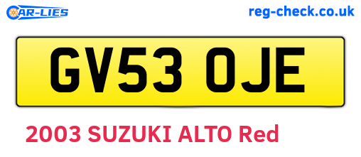 GV53OJE are the vehicle registration plates.
