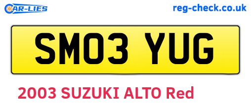 SM03YUG are the vehicle registration plates.