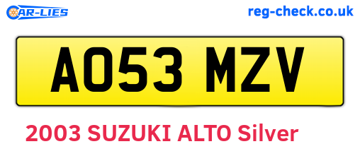 AO53MZV are the vehicle registration plates.