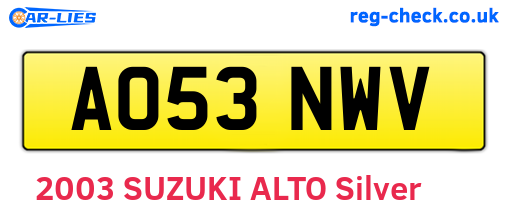 AO53NWV are the vehicle registration plates.