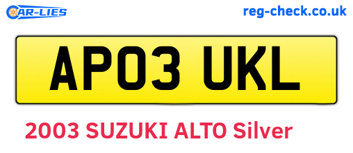 AP03UKL are the vehicle registration plates.