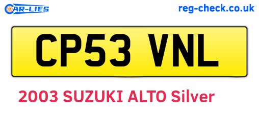 CP53VNL are the vehicle registration plates.
