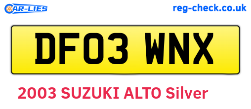 DF03WNX are the vehicle registration plates.