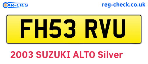 FH53RVU are the vehicle registration plates.