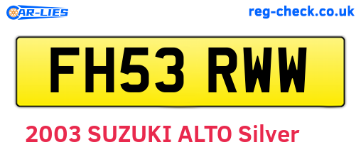 FH53RWW are the vehicle registration plates.