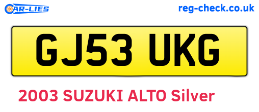 GJ53UKG are the vehicle registration plates.