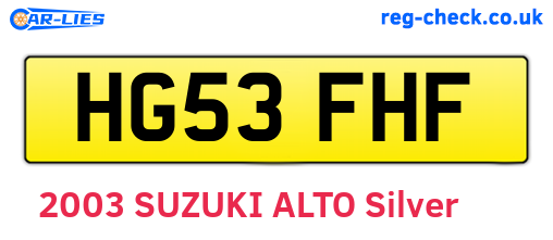 HG53FHF are the vehicle registration plates.