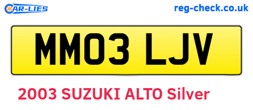 MM03LJV are the vehicle registration plates.
