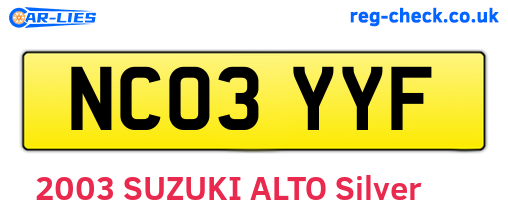 NC03YYF are the vehicle registration plates.