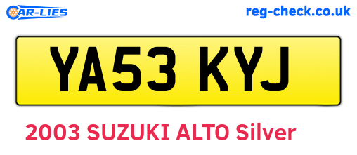 YA53KYJ are the vehicle registration plates.