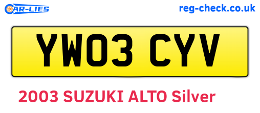 YW03CYV are the vehicle registration plates.
