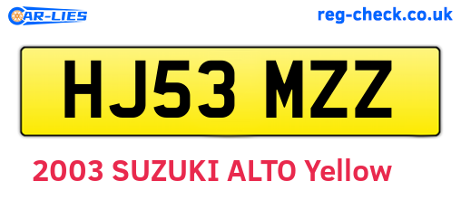 HJ53MZZ are the vehicle registration plates.