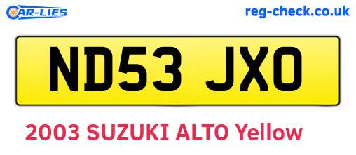 ND53JXO are the vehicle registration plates.