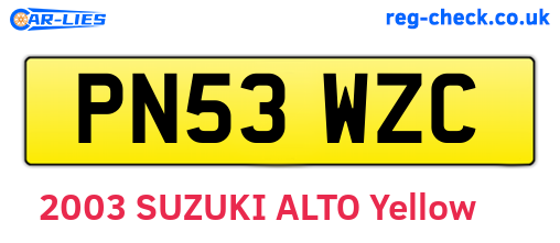 PN53WZC are the vehicle registration plates.