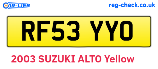 RF53YYO are the vehicle registration plates.