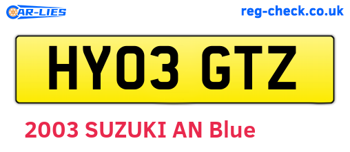HY03GTZ are the vehicle registration plates.