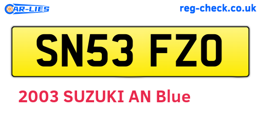 SN53FZO are the vehicle registration plates.