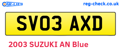 SV03AXD are the vehicle registration plates.
