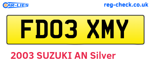 FD03XMY are the vehicle registration plates.