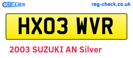 HX03WVR are the vehicle registration plates.