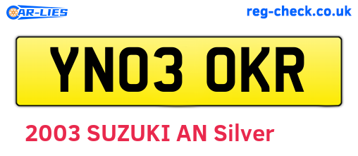 YN03OKR are the vehicle registration plates.
