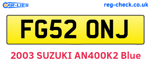 FG52ONJ are the vehicle registration plates.