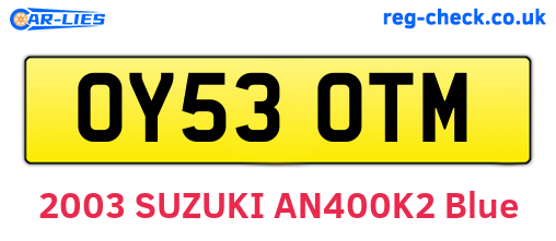 OY53OTM are the vehicle registration plates.