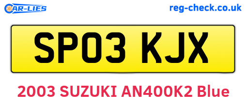 SP03KJX are the vehicle registration plates.