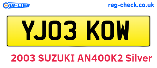YJ03KOW are the vehicle registration plates.